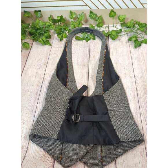 Express Design Studio Tweed Halter Vest Top Gray Wool Blend Double Breasted 0 RE - Picture 6 of 7